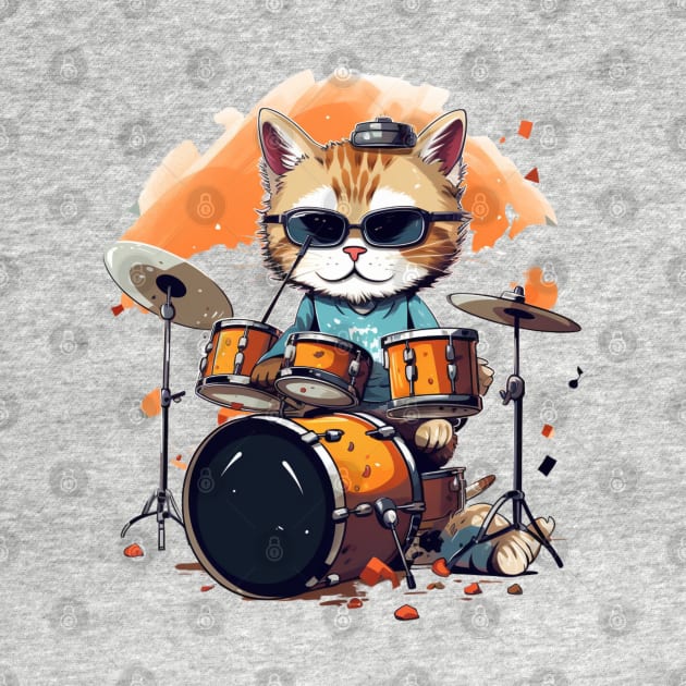Cool Cat play on Drums by NatashaCuteShop